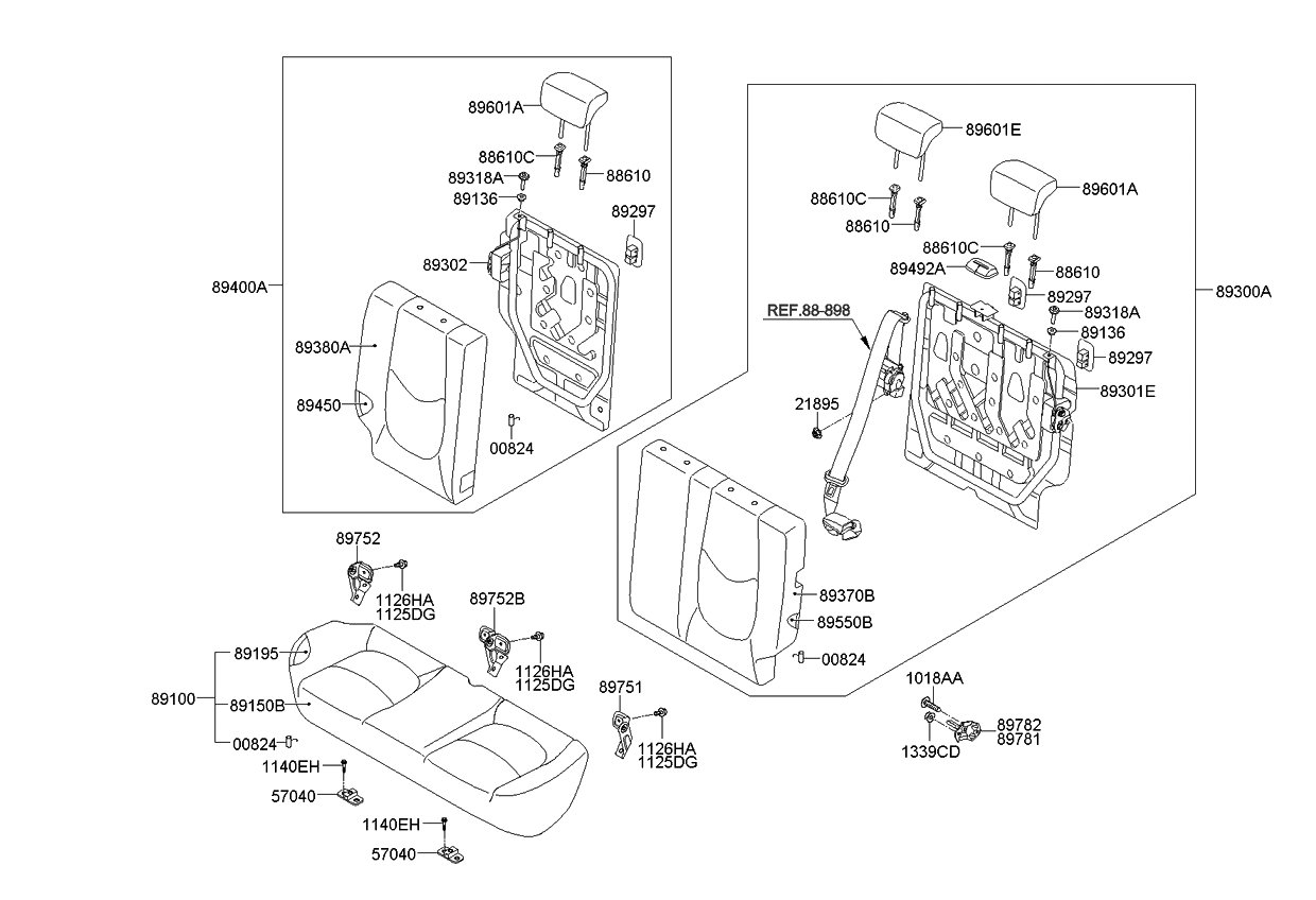 Kia 897002K050ALF Headrest Assembly-Rear Seat