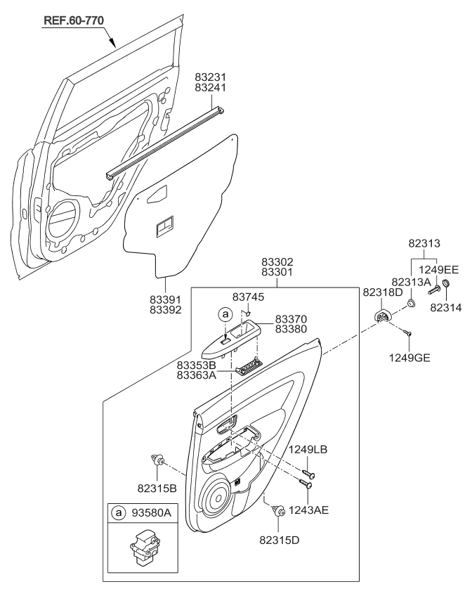 Kia 833012K230ARS Panel Complete-Rear Door Trim