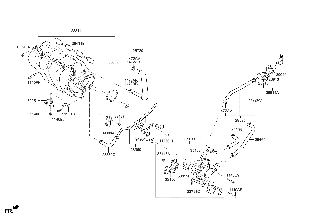 Kia 283522B000 Hose-Vacuum