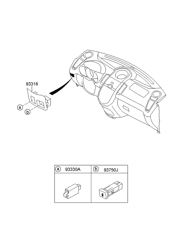 Kia 933182K300UL Bezel-Hlld Switch Mounting