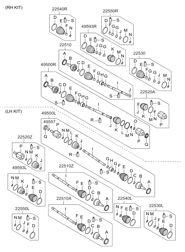 Kia 495922K050 Joint Set-Inner,LH