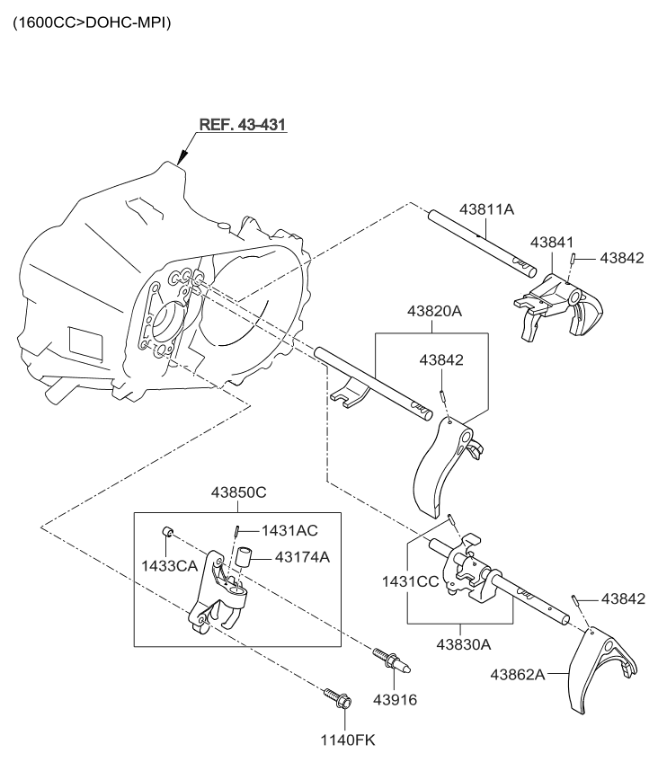 Kia 4385032210 Lever Assembly-Reverse Shift