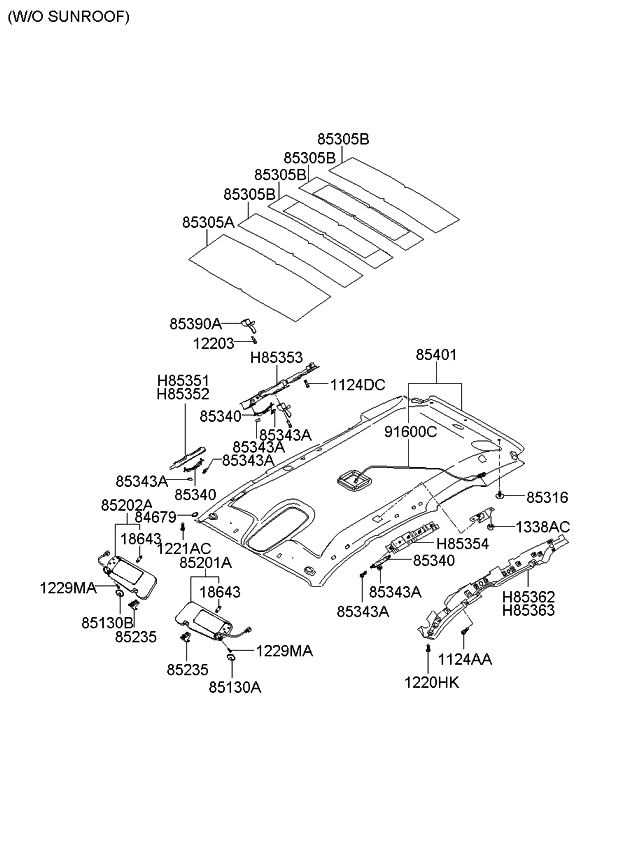 Kia 853223E001CY Headlining Assembly