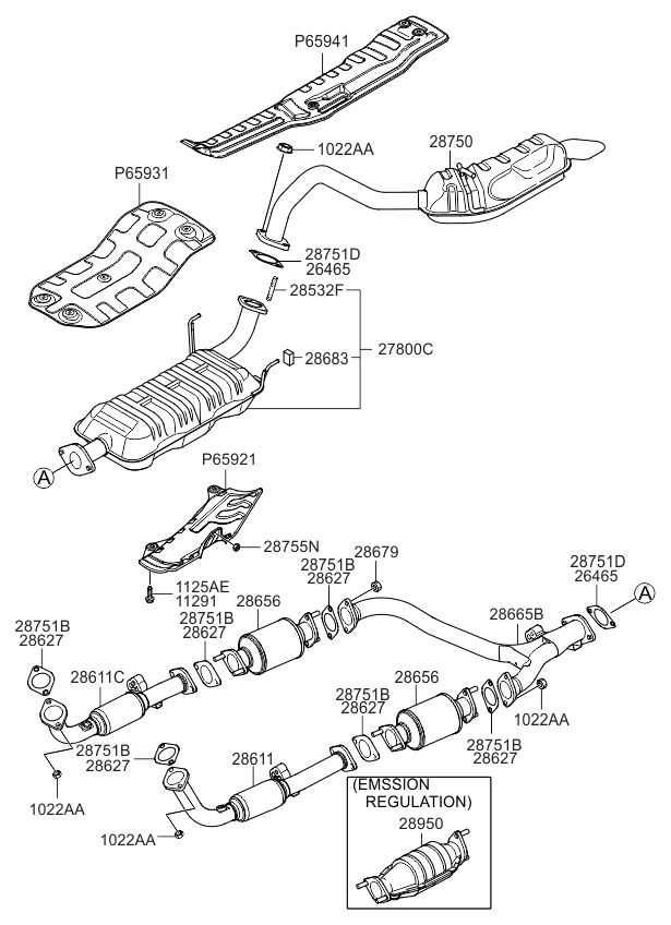 Kia 286503E600 Pipe-Exhaust Center Rear