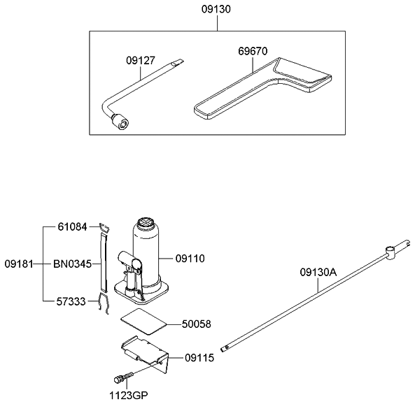 Kia 091293E000 Bag-Tool