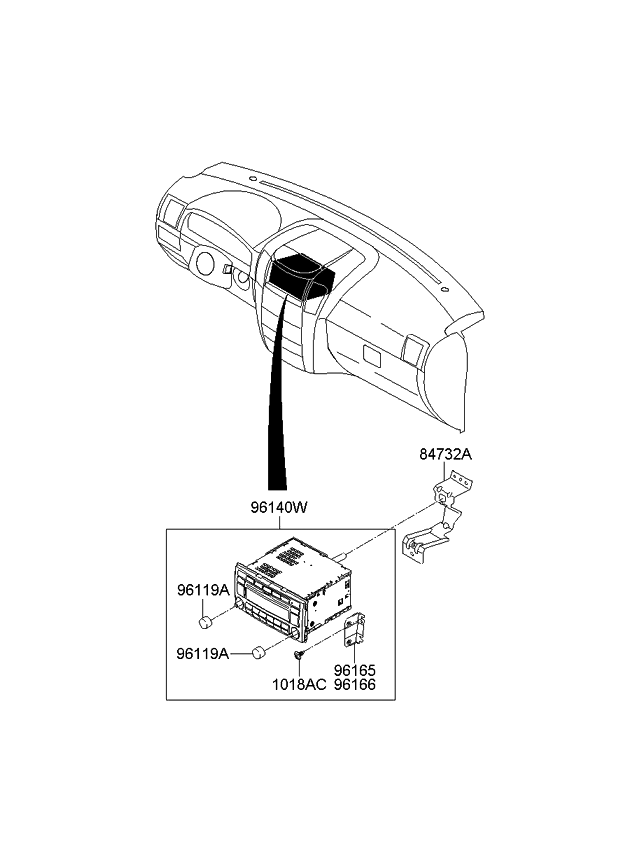 Kia 961163E600 Bracket-Set Mounting,RH