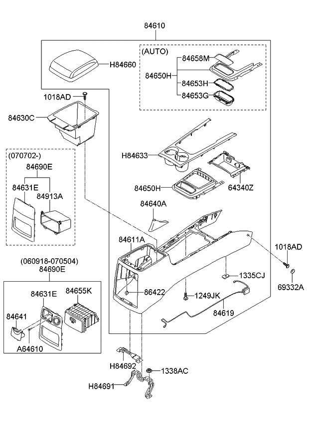 Kia 846193E521 W/H Assembly-Console