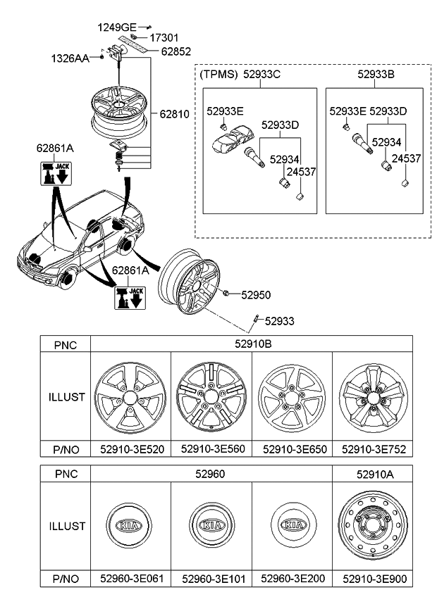 Kia 628523E100 Pad-Spare Tire