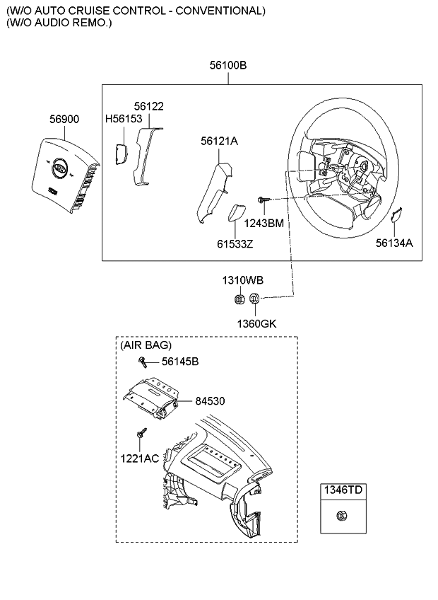 Kia 561543E100ND Lid Steer-R/C,RH