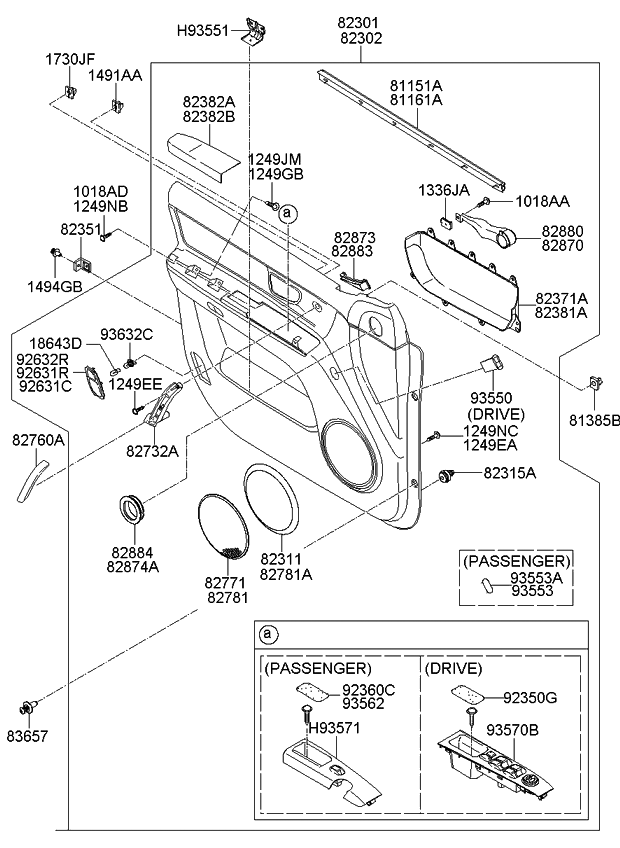 Kia 823023E081C8 Panel Complete-Front Door Trim