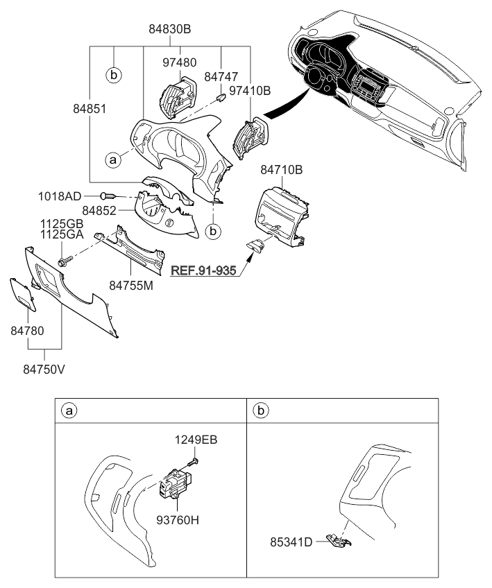 Kia 848303W040AK5 Panel Assembly-Cluster Facia