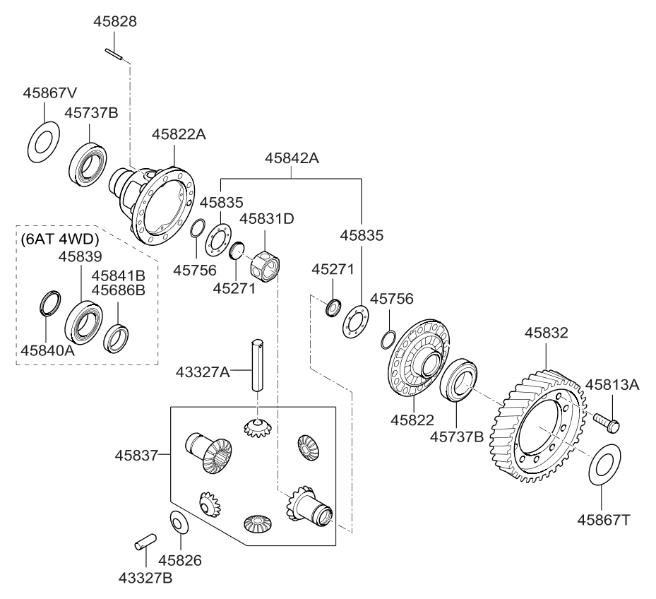 Kia 458373B601 Gear Set-Differential