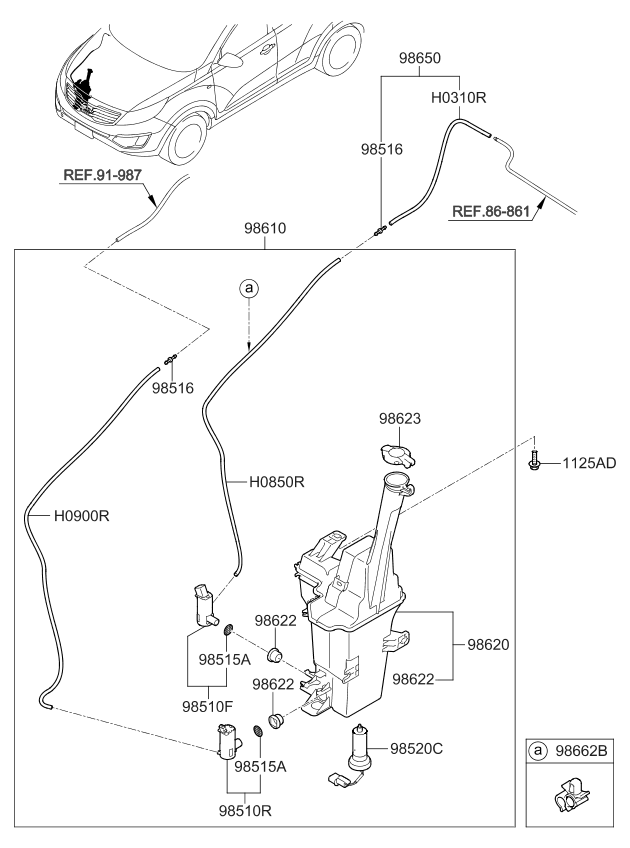 Kia 986503W100 Hose Assembly-Windshield Washer