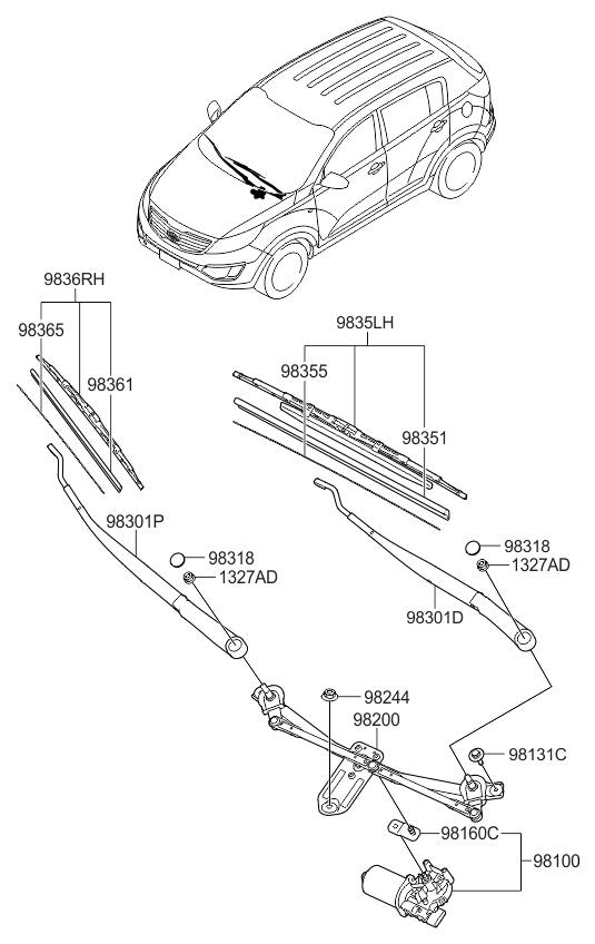 983553W000 Kia Rail Spring-WIPER Blade