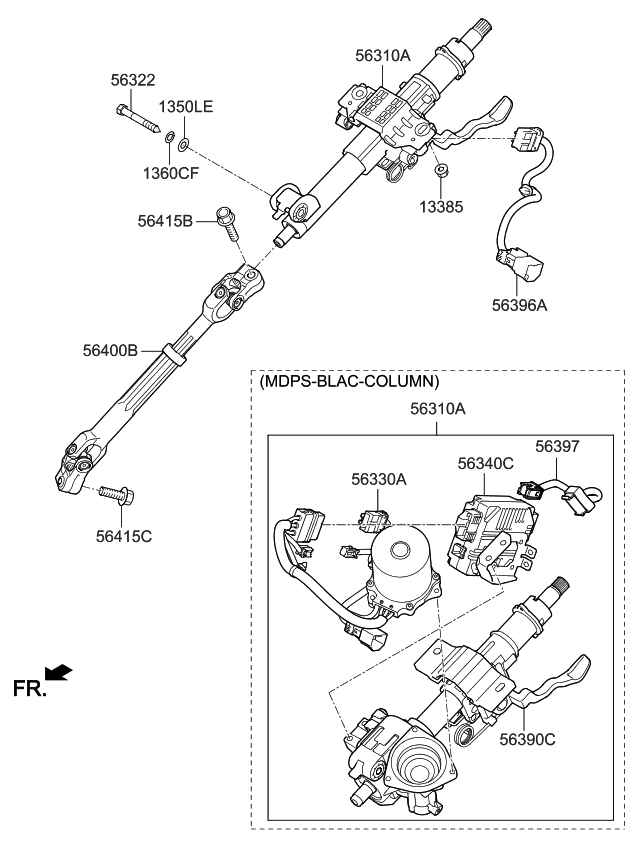 Kia 56390D4501 Column & Housing Ass