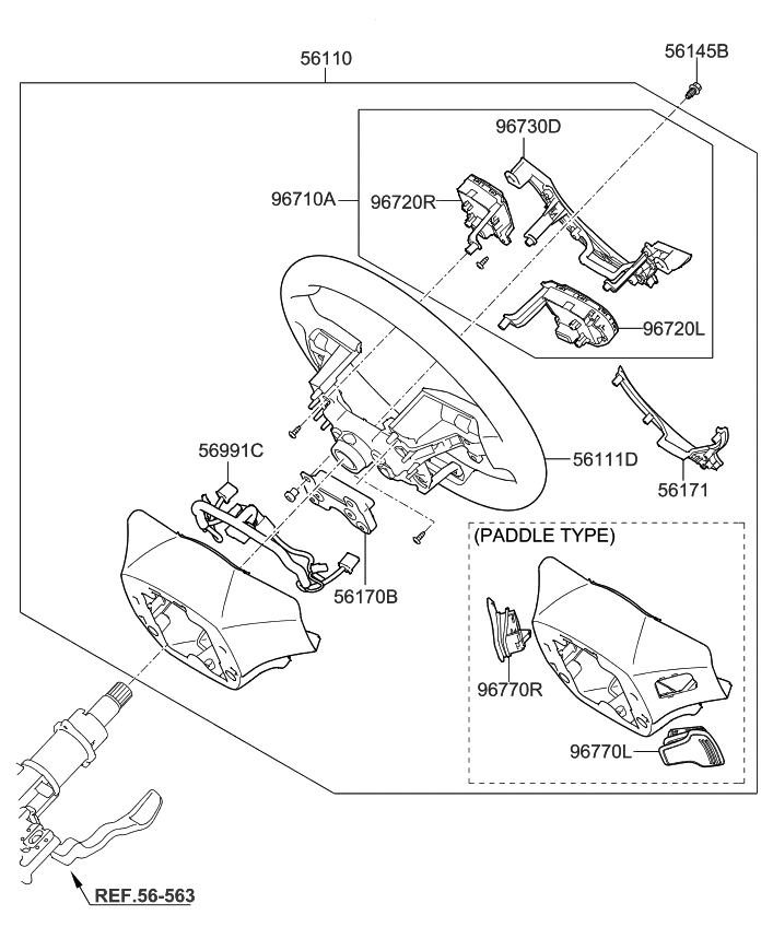 Kia 56100D4GS0WK Steering Wheel Assembly