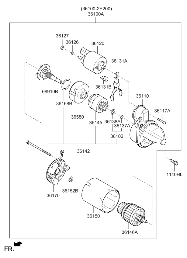Kia 361102E120 Starter Bracket Assembly 361102E120 Kia Starter Bracket Assembly