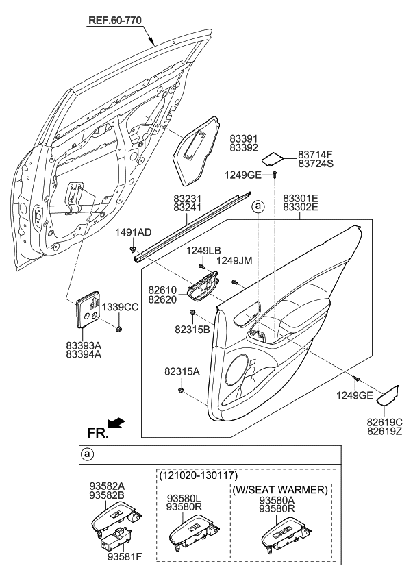 Kia 93580A7020K3S Rear Power Window Switch Assembly