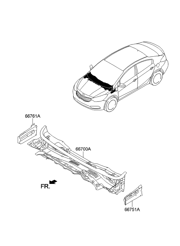 Kia 66700A7000 Panel Assembly-COWL Comp