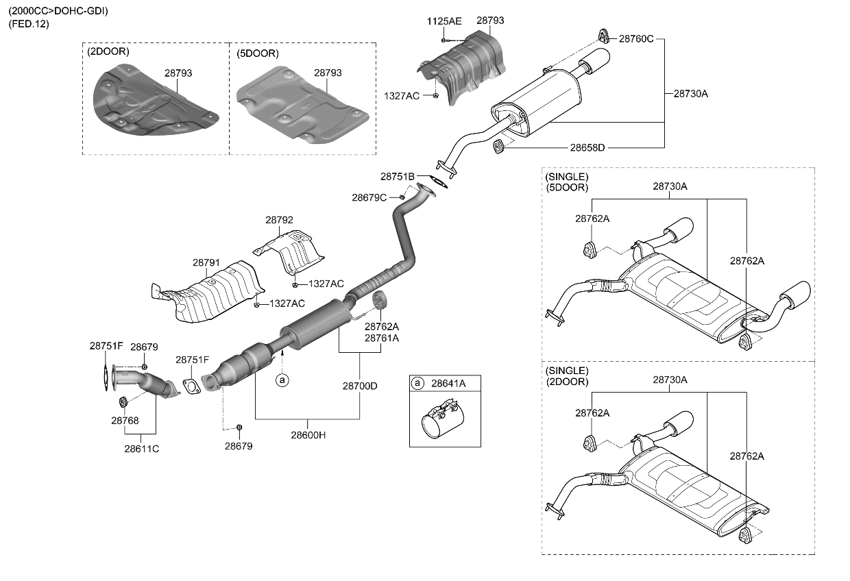 Kia 28650A7450 Center Muffler Assembly