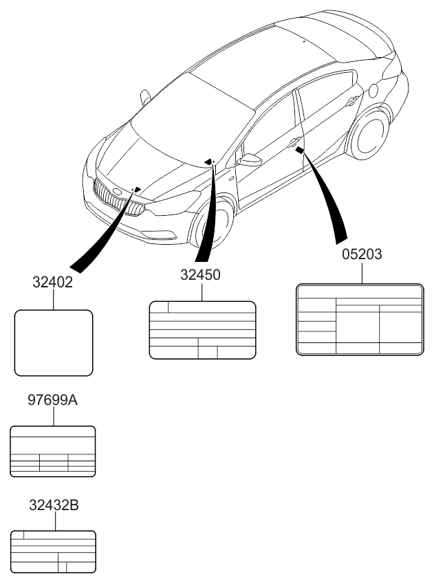 Kia 324012EXA6 Label-Emission Control