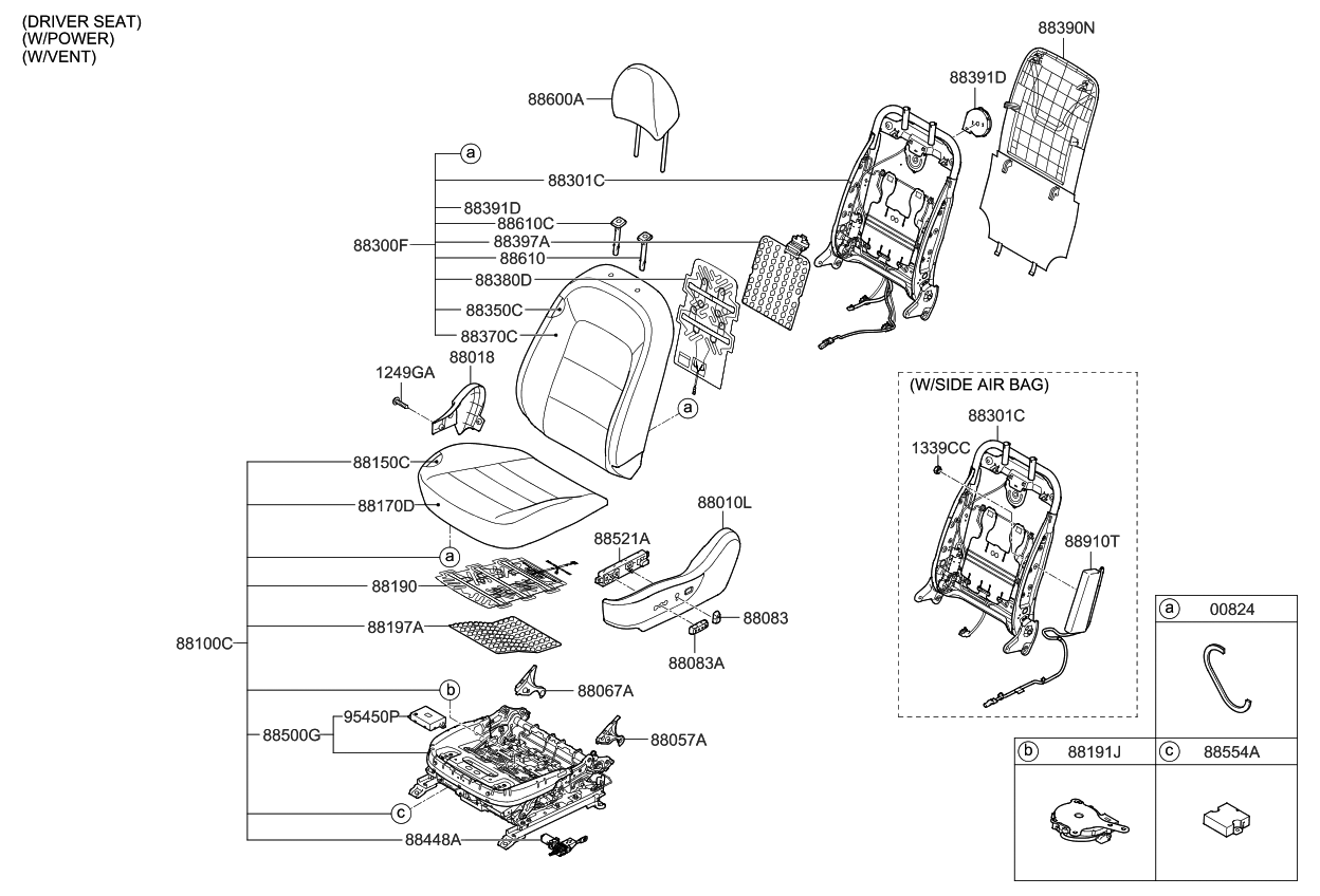 Kia 88300A7861K3F Back Assembly-Front Seat Driver