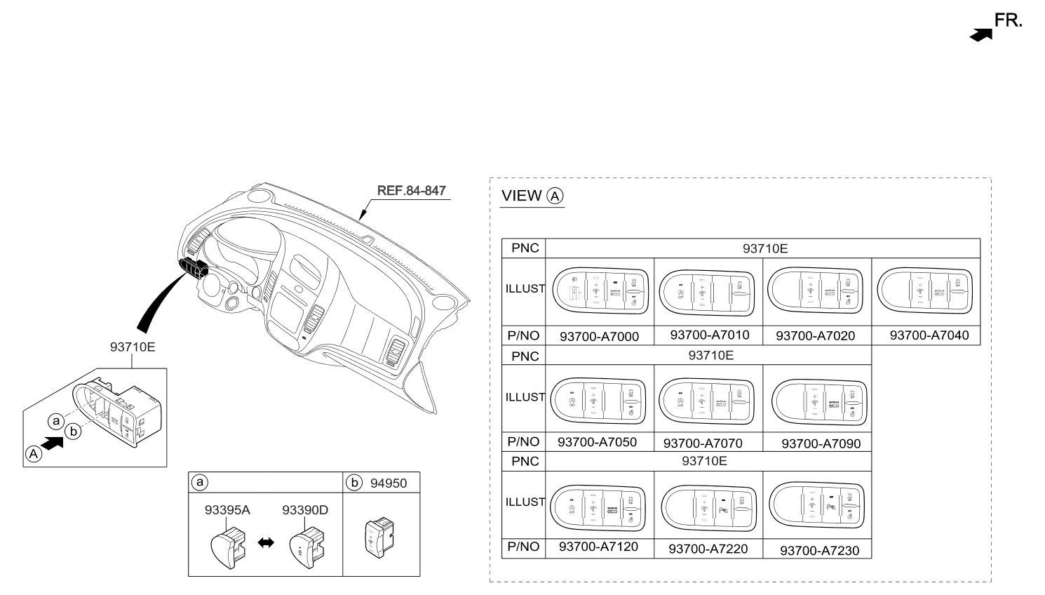 Kia 93755A7000DFR Cover-Esp Switch BLANKING