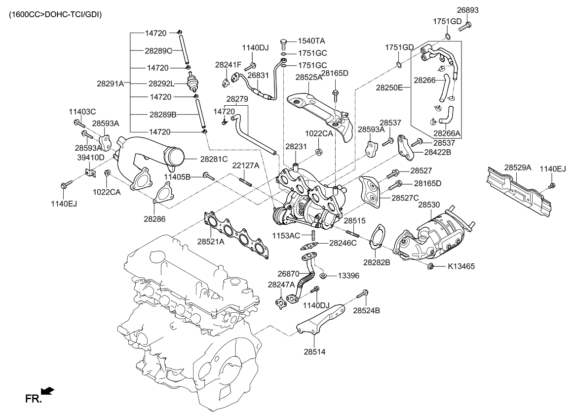 Kia 282892B701 Hose Assembly B-TURBOCHANGER ACTUATOR