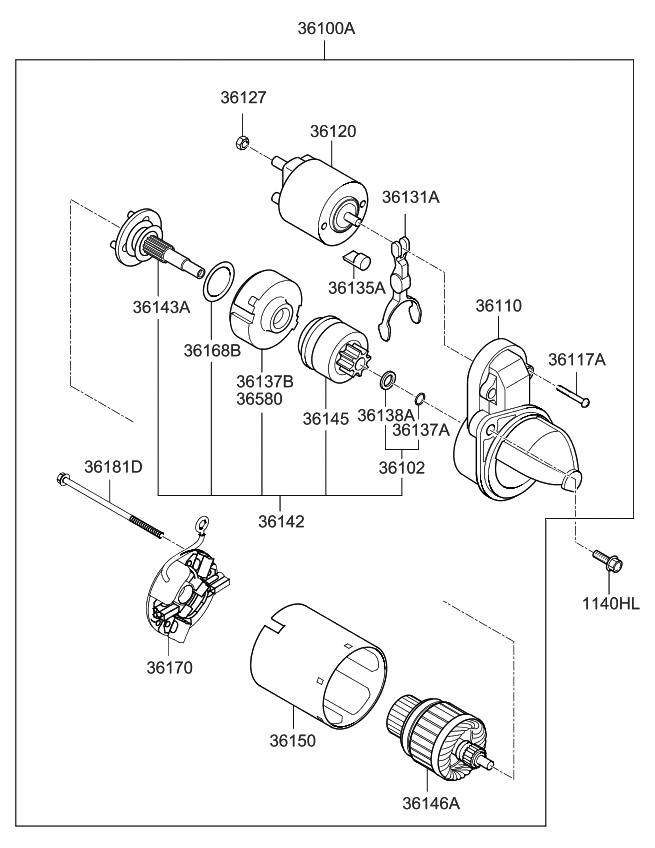 Kia 361102E120 Bracket Assembly-Starter