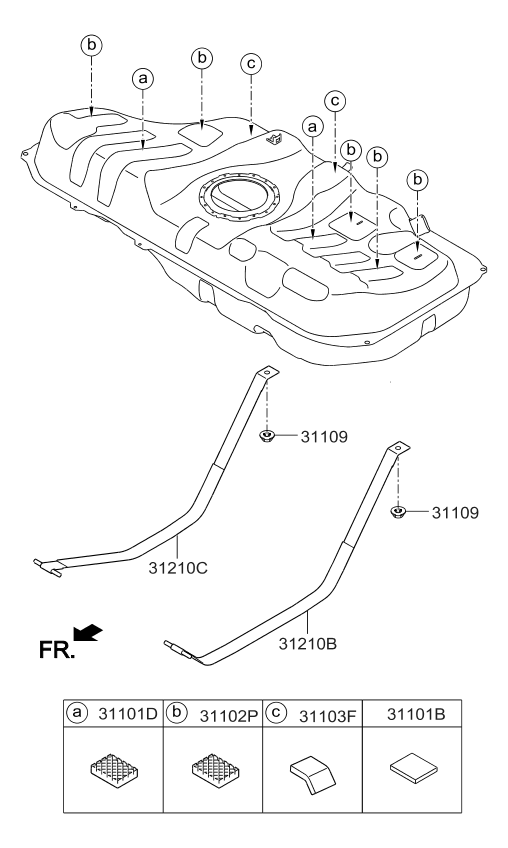 Kia 31102A7000 Pad-Fuel Tank