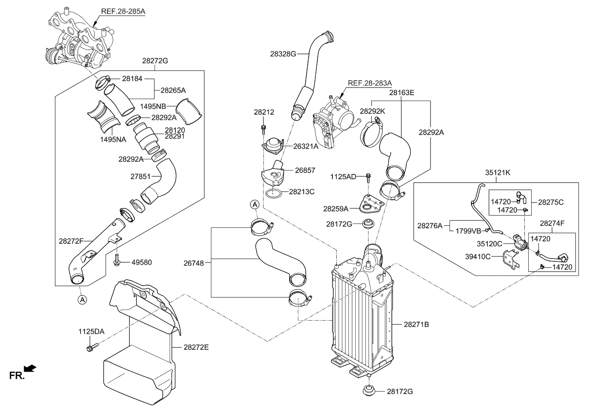 Kia 282742B710 Hose Assembly,A-RCV SOLENOID