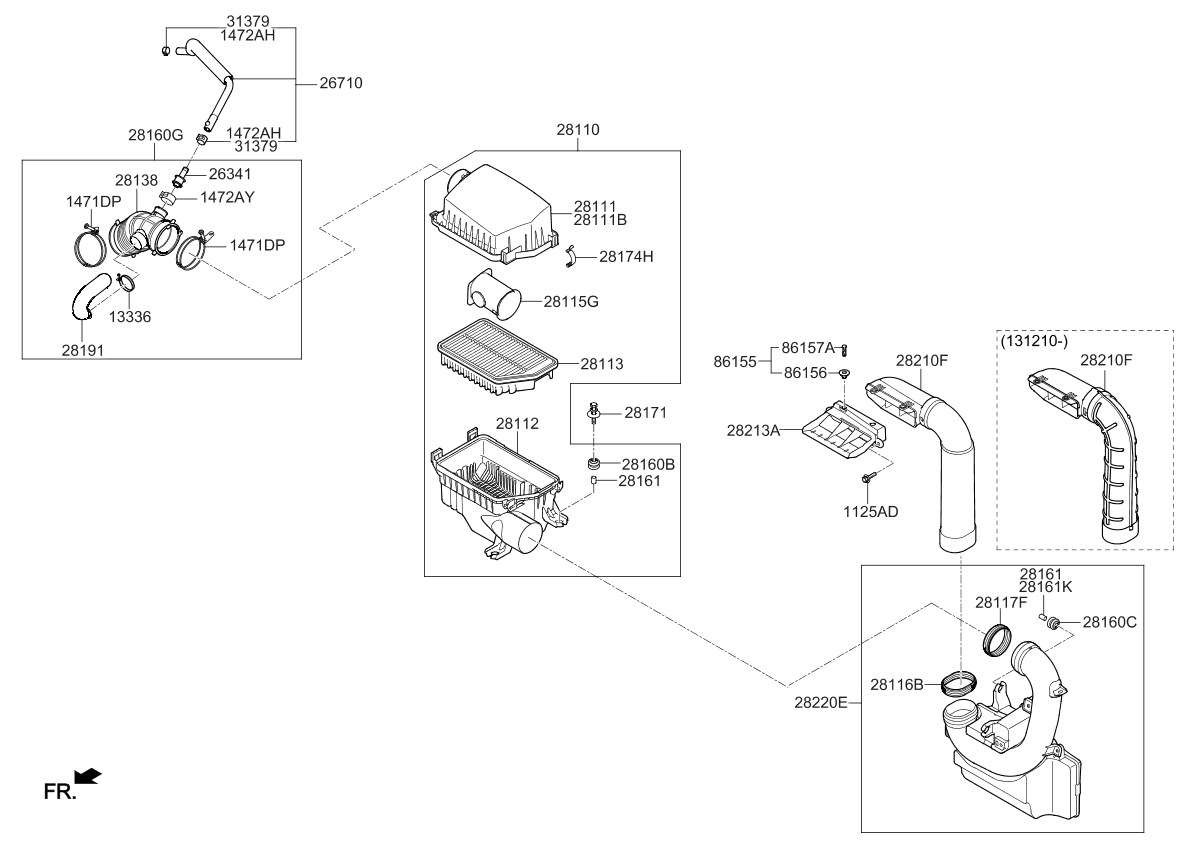 Kia 281403X520 Hose Assembly-Air Intake