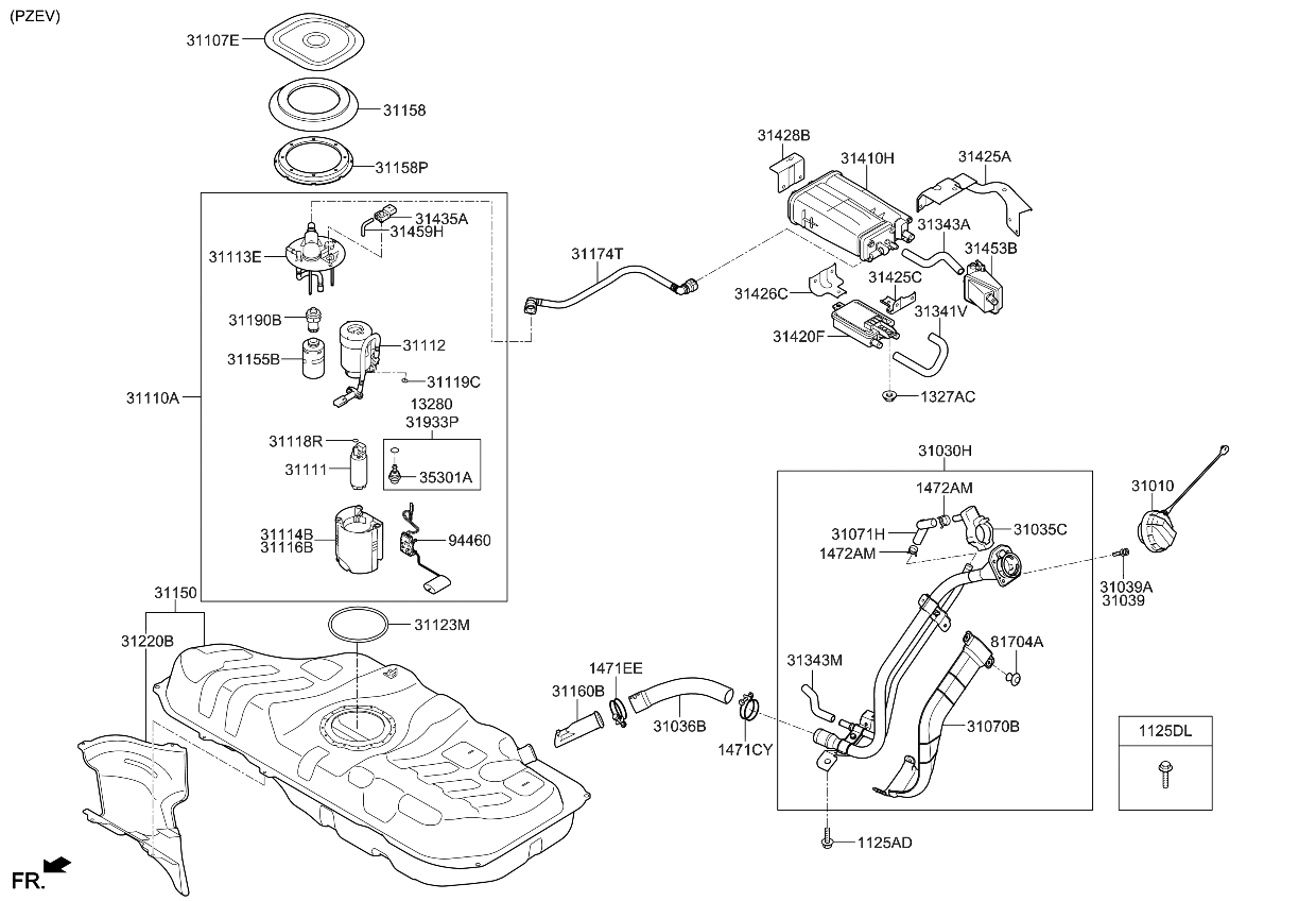 Kia 313453X400 Vapor Tube & Hose Assembly