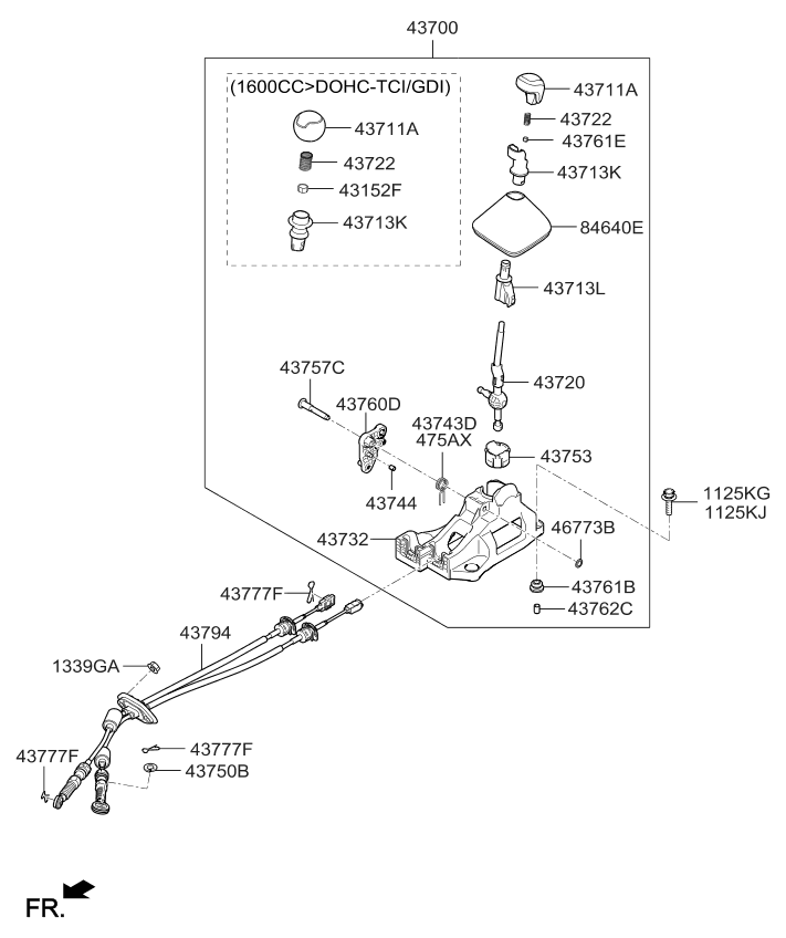 Kia 43720A2400 Lever Assembly-Gear Shift