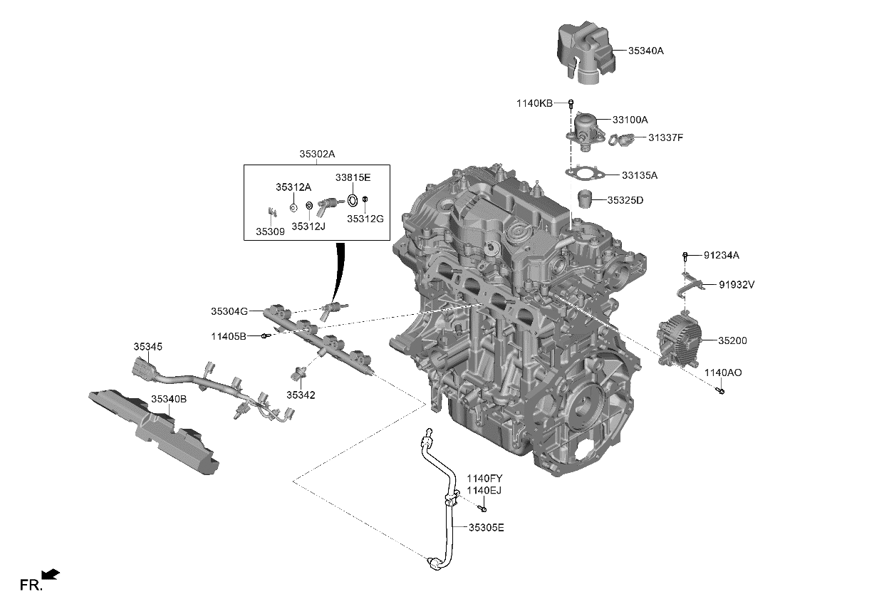 Kia 353092M400 Clip-Fuel Injector