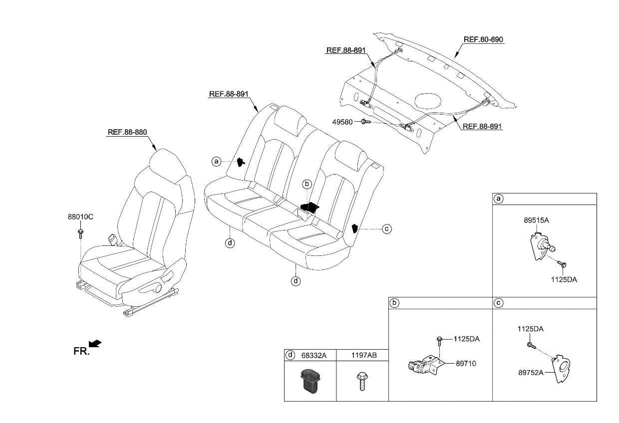 Kia 89T20L2010 Hinge Assy-Rear Seat