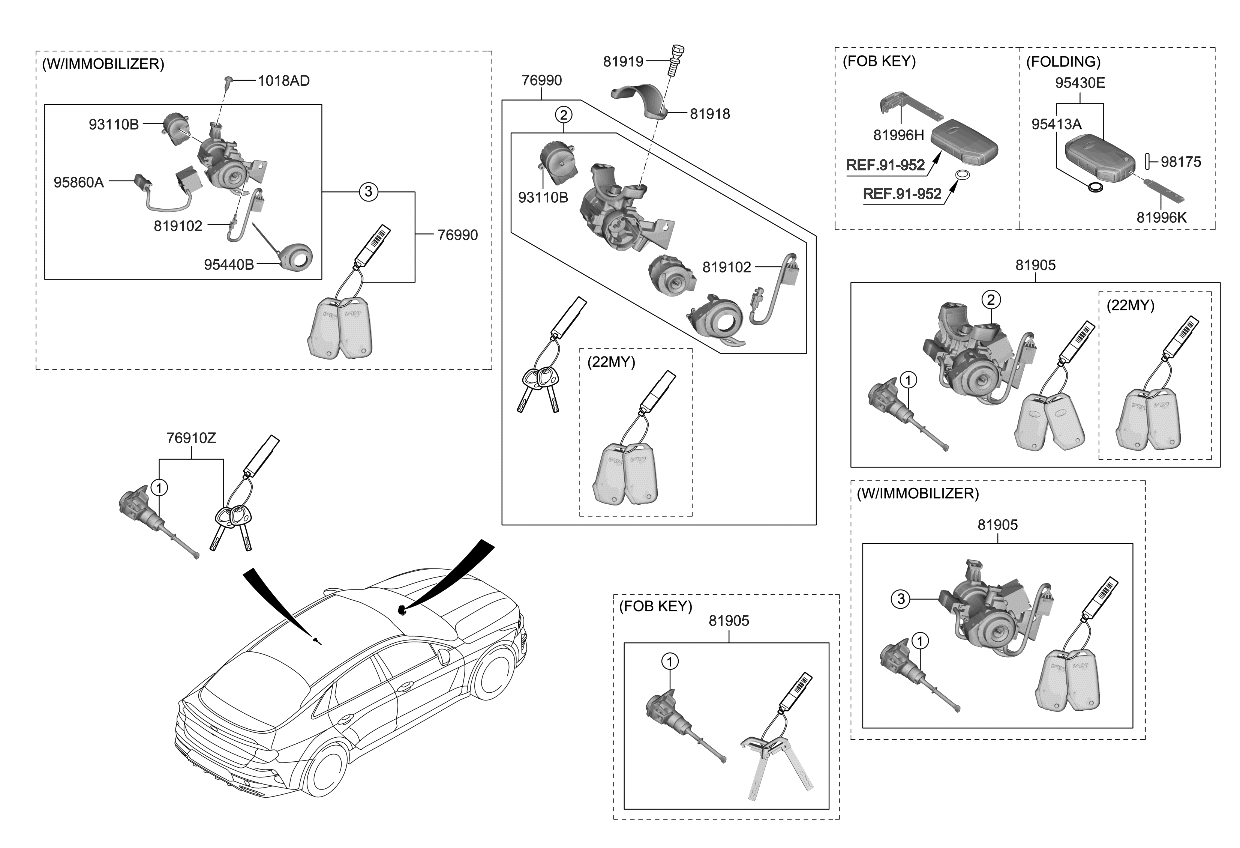 Kia 81900L3D00 KEY SUB SET-STEERING