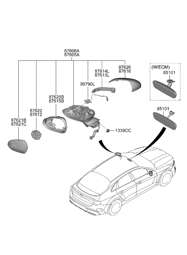 Kia 87610L3040 Mirror Assembly-Outside