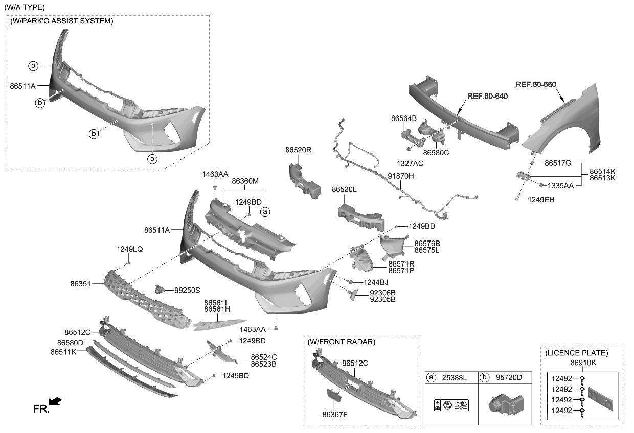 Kia 86531L3300 Front Bumper Grille