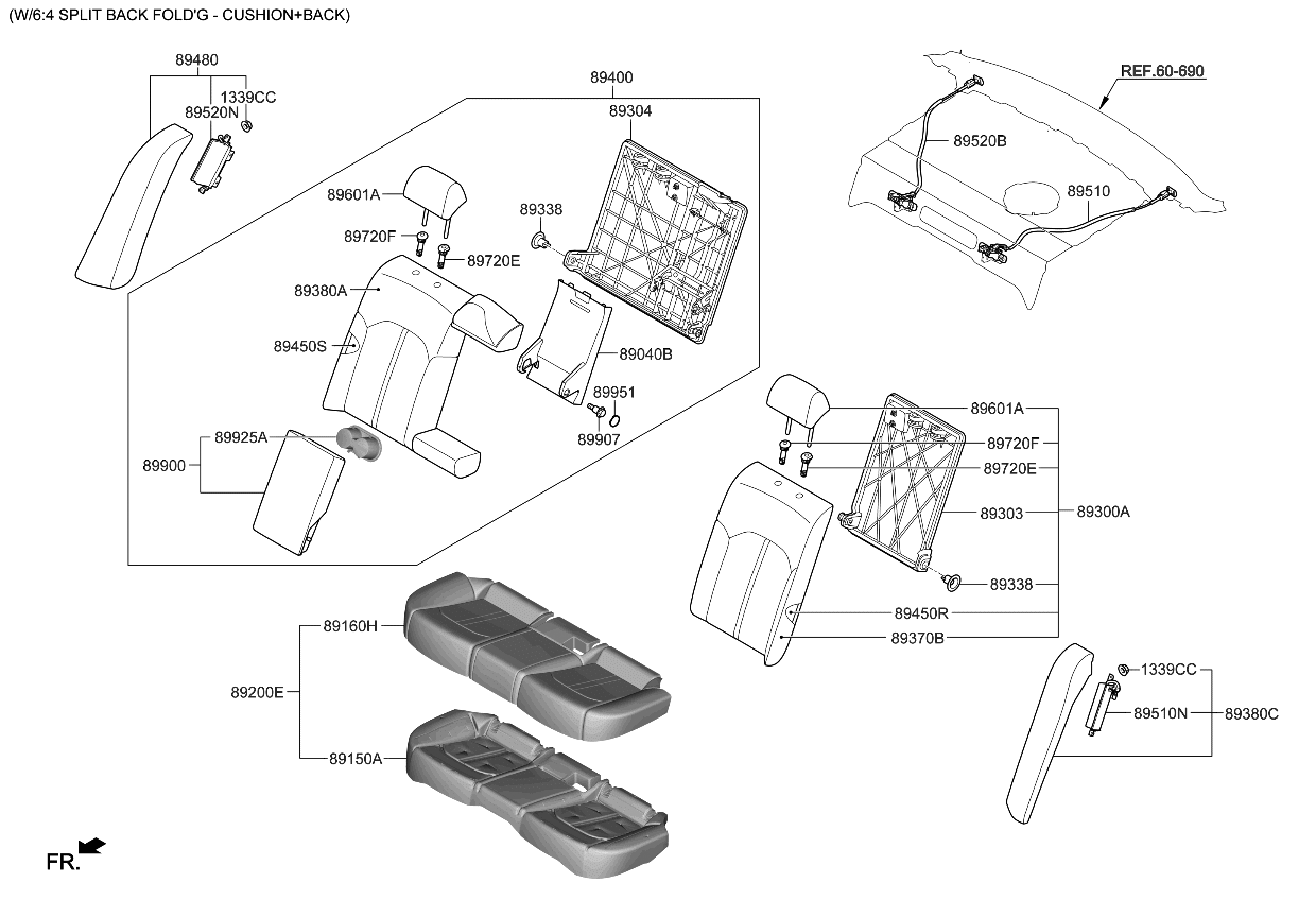 Kia 89460L3120HS4 COVERING-RR SEAT BAC