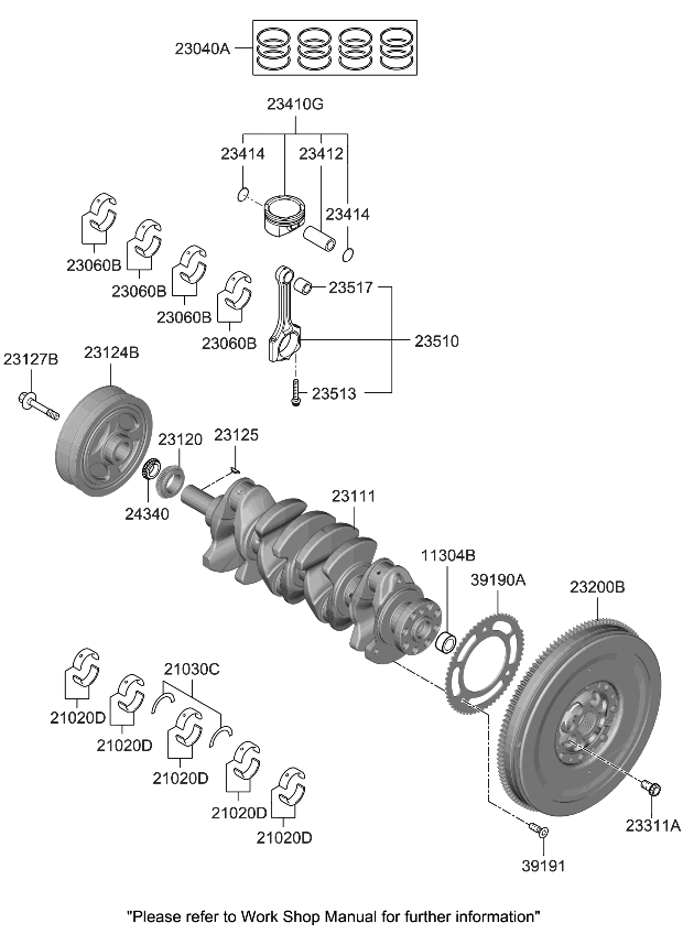 Kia 234102T010 Piston & Pin & Snap