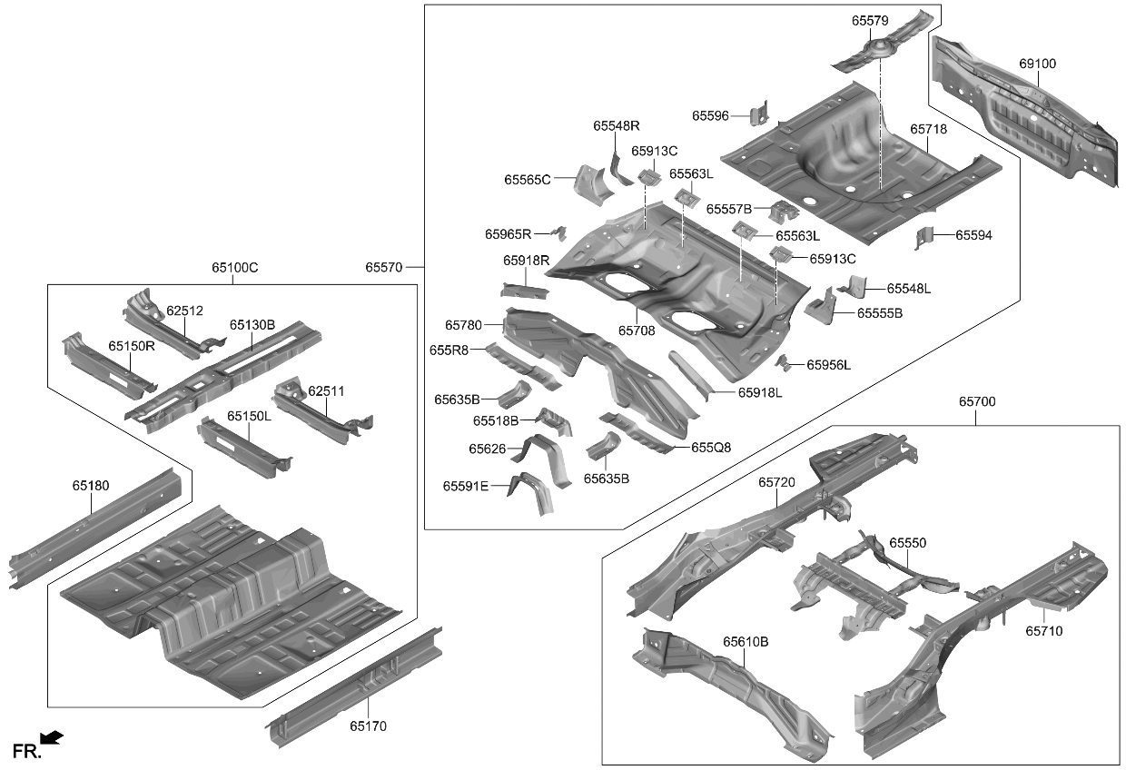 Kia 655Q8L3400 REINF-Rr Floor Fr Cr