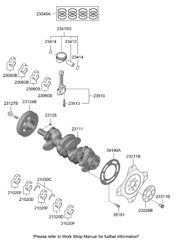 Kia 230412M721 Piston & Pin & Snap