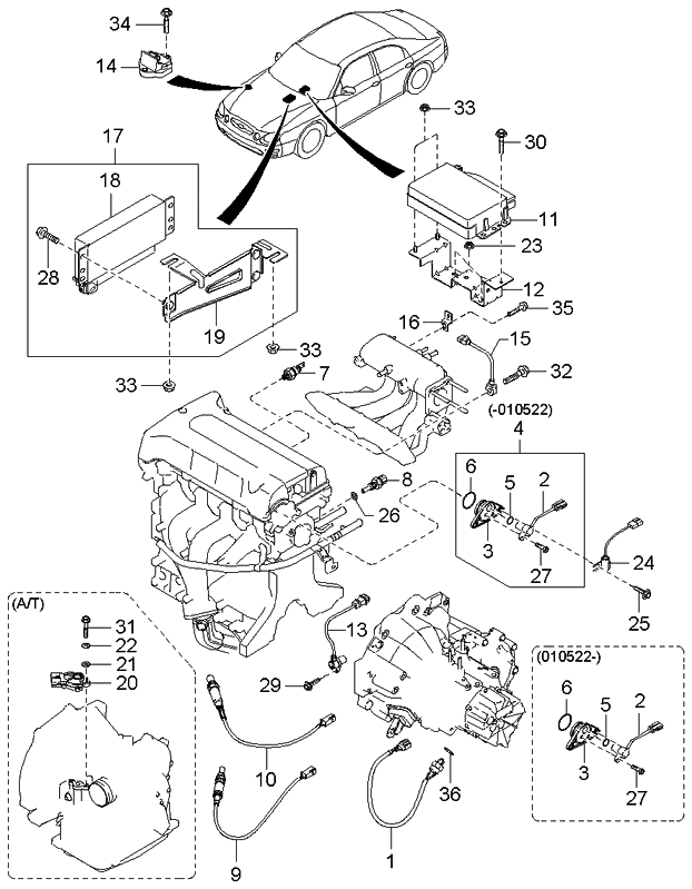 Kia 0K2NA18132 Bracket-Phase Sensor