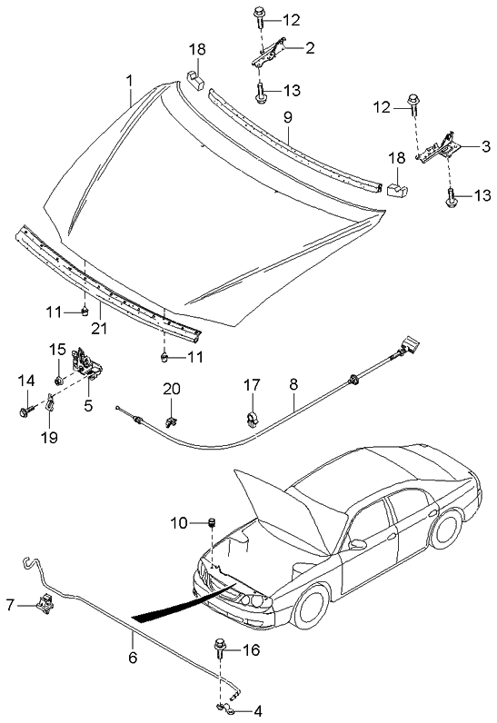 Kia 0G03056693A Holder-Bonnet Stay