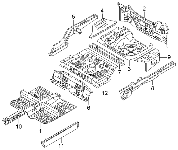 Kia 0K2SA53720 Panel-Center Floor