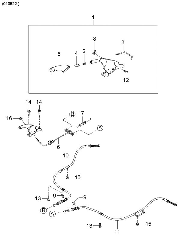 Kia 0K2N144010C96 Lever Assembly-Parking Brake