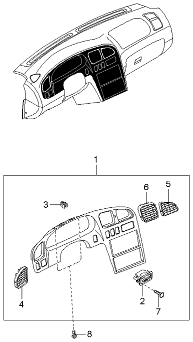 Kia 0K2A16492X Grille Assembly Center, LH