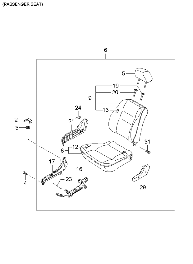 Kia 2K2SS88130953 Back-Front Seat, RH