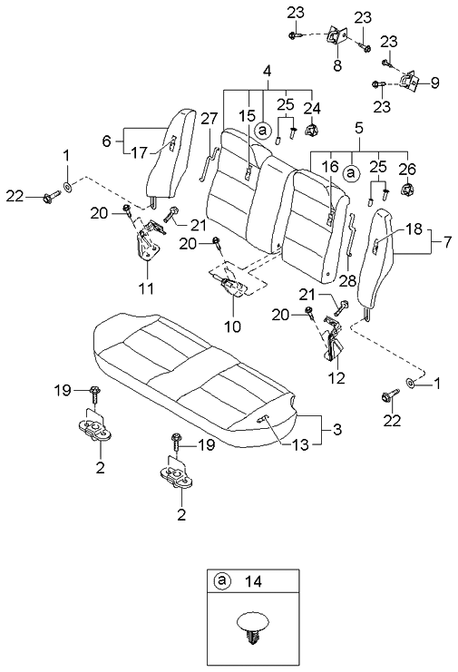 Kia 0K2DJ57350A96 Back-Rear Seat,LH